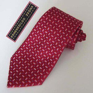 new ERMENEGILDO ZEGNA dots / rectangular dots print silk tie